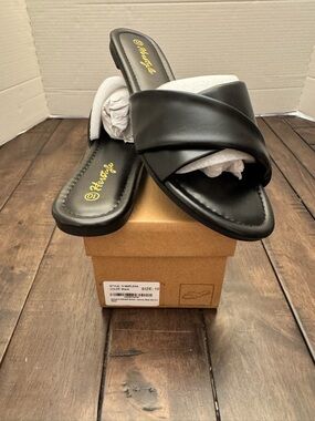 Herstyle Marlena Flat Dressy Black Slide Slip On Summer Sandals Size 10 NIB
